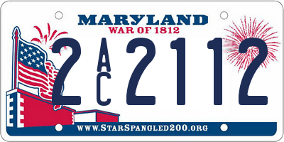 MD license plate 2AC2112
