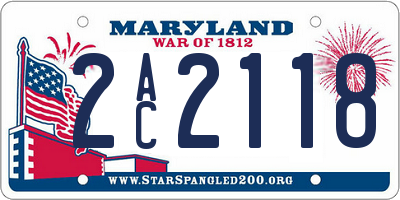 MD license plate 2AC2118