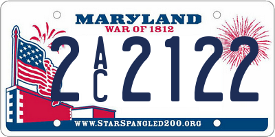 MD license plate 2AC2122