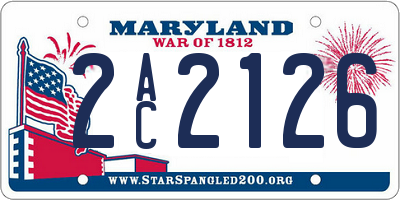 MD license plate 2AC2126