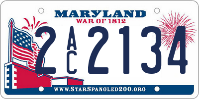 MD license plate 2AC2134