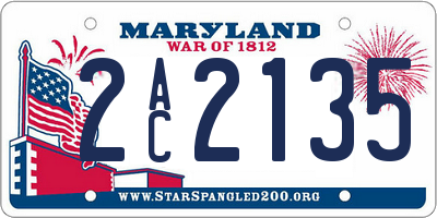 MD license plate 2AC2135