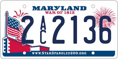 MD license plate 2AC2136