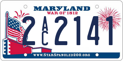 MD license plate 2AC2141