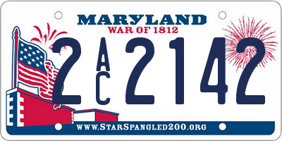 MD license plate 2AC2142