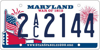 MD license plate 2AC2144