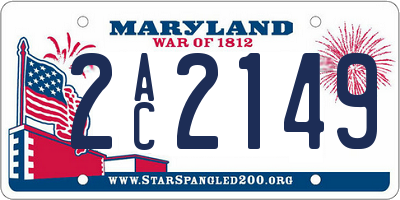 MD license plate 2AC2149