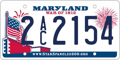 MD license plate 2AC2154