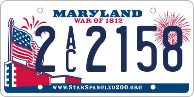 MD license plate 2AC2158