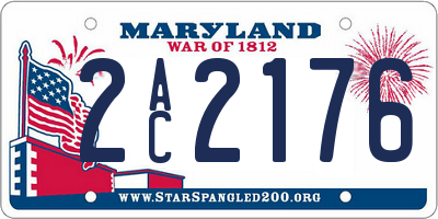 MD license plate 2AC2176