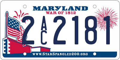 MD license plate 2AC2181
