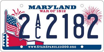 MD license plate 2AC2182