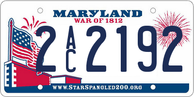 MD license plate 2AC2192