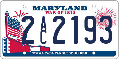 MD license plate 2AC2193