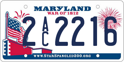 MD license plate 2AC2216