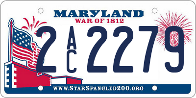 MD license plate 2AC2279