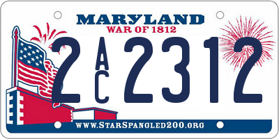 MD license plate 2AC2312