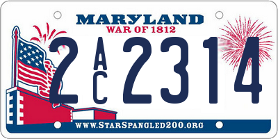 MD license plate 2AC2314