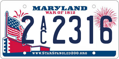MD license plate 2AC2316