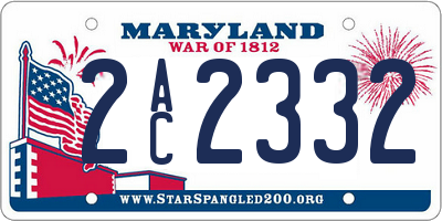 MD license plate 2AC2332