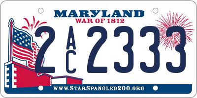 MD license plate 2AC2333