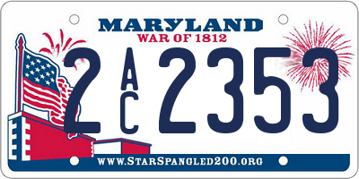 MD license plate 2AC2353