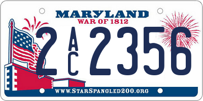 MD license plate 2AC2356