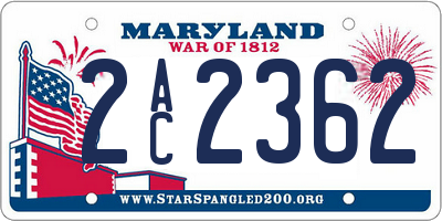 MD license plate 2AC2362