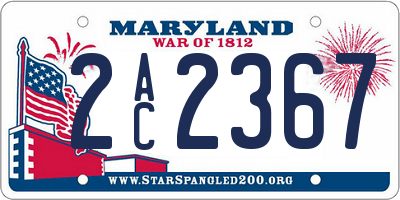 MD license plate 2AC2367