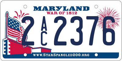 MD license plate 2AC2376