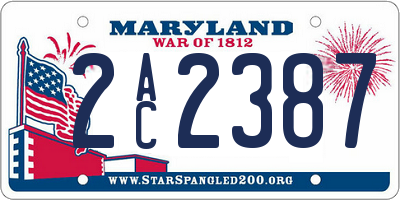 MD license plate 2AC2387