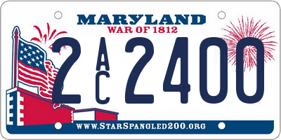 MD license plate 2AC2400