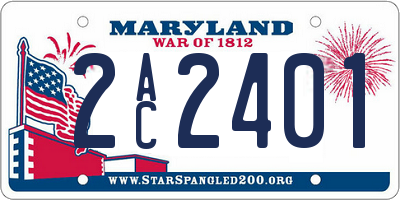 MD license plate 2AC2401