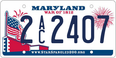 MD license plate 2AC2407