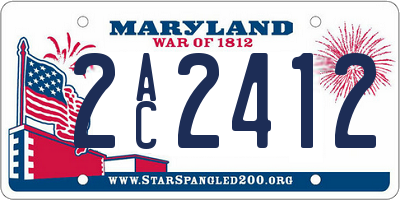 MD license plate 2AC2412