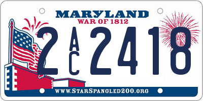 MD license plate 2AC2418