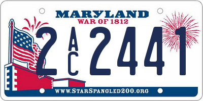 MD license plate 2AC2441