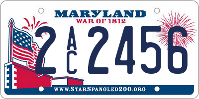 MD license plate 2AC2456