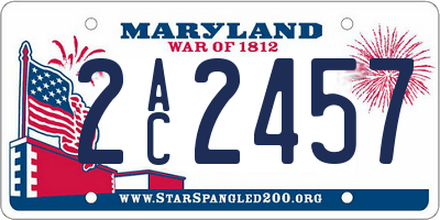 MD license plate 2AC2457