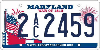 MD license plate 2AC2459
