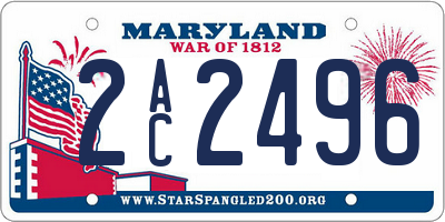 MD license plate 2AC2496