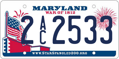 MD license plate 2AC2533