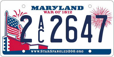 MD license plate 2AC2647
