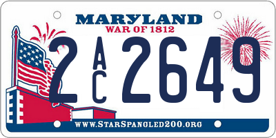 MD license plate 2AC2649