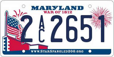 MD license plate 2AC2651