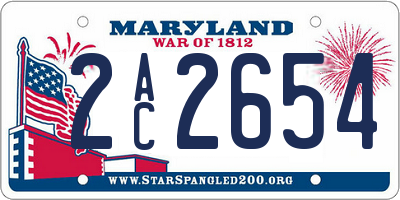 MD license plate 2AC2654