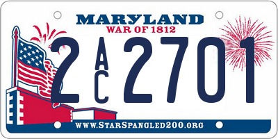 MD license plate 2AC2701