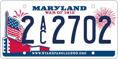 MD license plate 2AC2702