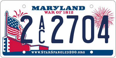 MD license plate 2AC2704
