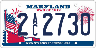 MD license plate 2AC2730